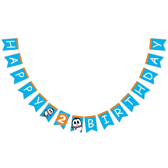 Bannière À Fanions Pingouin mignon drapeaux/banderole d'anniversaire (Tout)