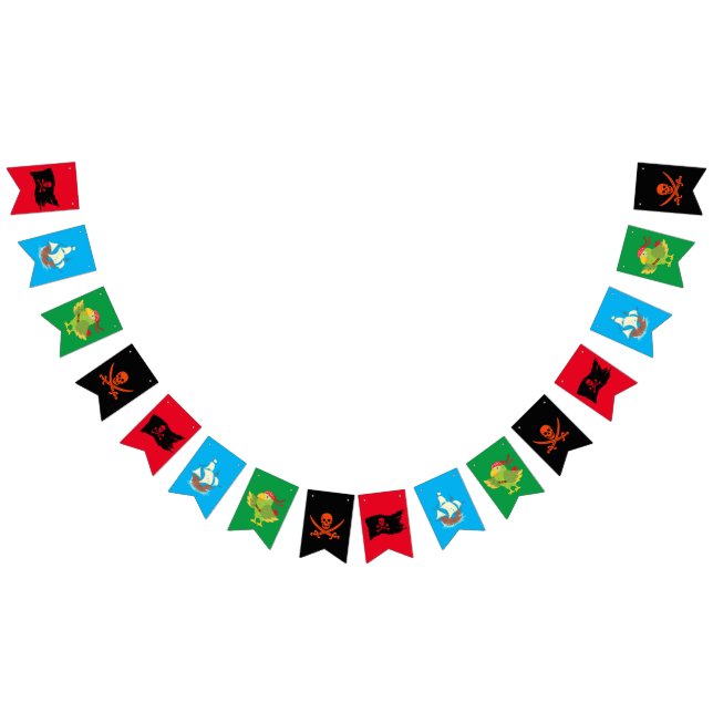 Bannière À Fanions Pirate thème fun bunting / crâne et os croisés (Tout)