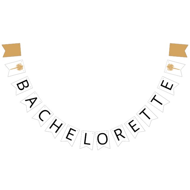 Bannière À Fanions Plage Tropicale Gold Palm Destination Bachelorette (Tout)