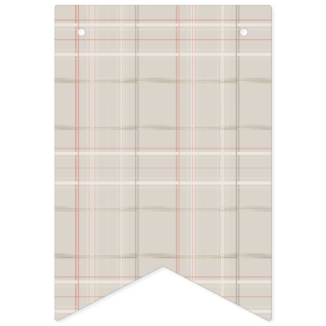 Bannière À Fanions Plaid traditionnel Cabine cosy Beige Check Noël (Premier drapeau)
