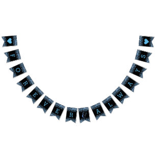 Bannière À Fanions Points Confetti Aquarelle Bleu Mariage pour toujou