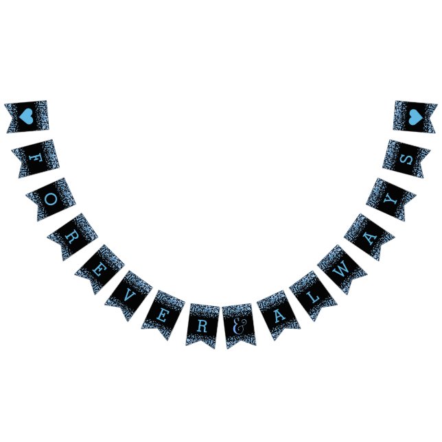 Bannière À Fanions Points Confetti Aquarelle Bleu Mariage pour toujou (Tout)