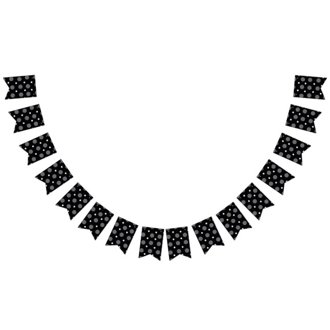 Bannière À Fanions Pois noirs et blancs, Motif pointillé (Tout)