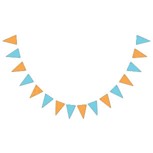 Bannière À Fanions Pois oranges et bandes bleues