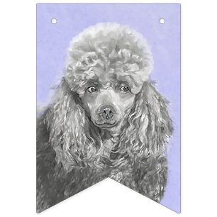 Bannière À Fanions Poodé Jouet miniature Argent gris bleu Chien Art