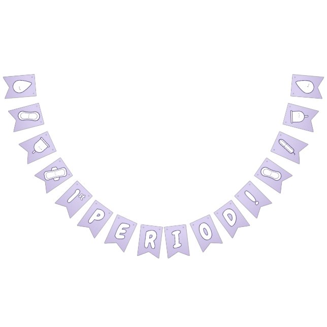 Bannière À Fanions Première Période Pastel Purple Cute Tampon Motif P (Tout)
