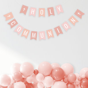 Bannière À Fanions Première Sainte Communion Rose Gold Blush Fille