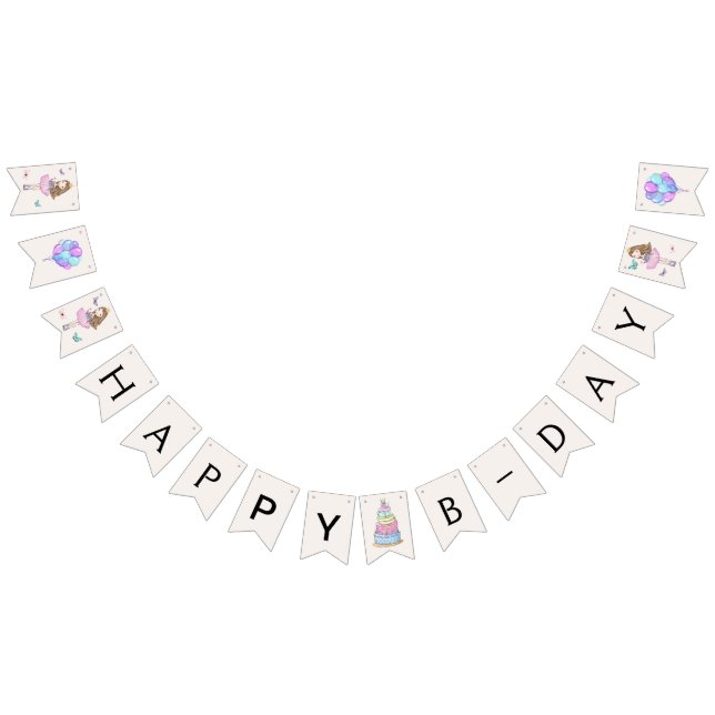 Bannière À Fanions Princesse Birthday de petite fille (Tout)