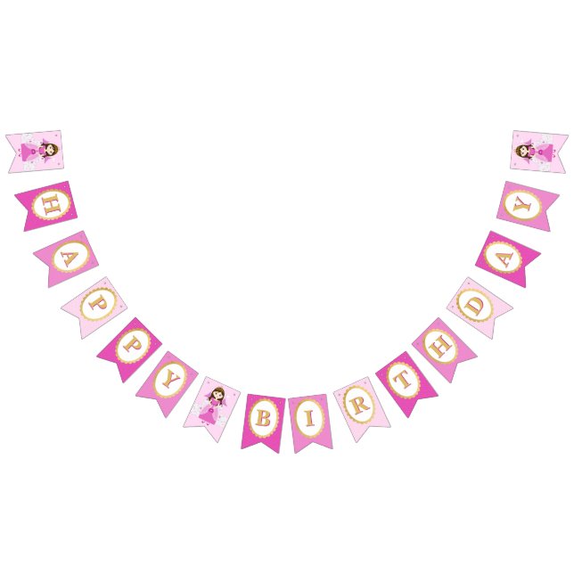 Bannière À Fanions Princesse Thème Anniversaire Fille Fête Rose (Tout)