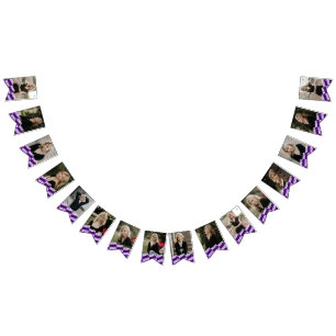 Bannière À Fanions Purple & Black 16 Photo Graduation Hanging Bannièr