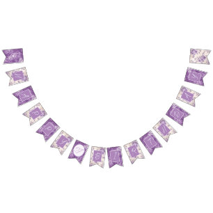 Bannière À Fanions Purple Floral Shabby Chic Custom Age