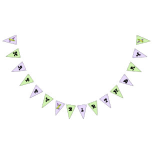 Bannière À Fanions Purple Green Crayon Art Fournitures Anniversaire f