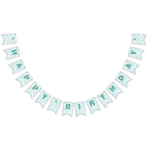 Bannière À Fanions quatre-vingt-dixième Motif Teal de nombre