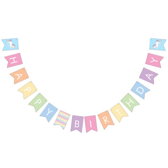 Bannière À Fanions Rainbow Unicorn Anniversaire (Tout)