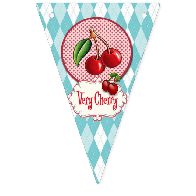 Bannière À Fanions Retro Cherry Bunting. (Dixième drapeau)