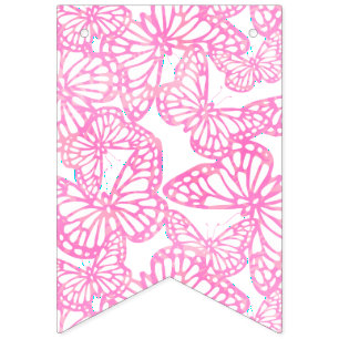 Bannière À Fanions Rêves papillons (rose)