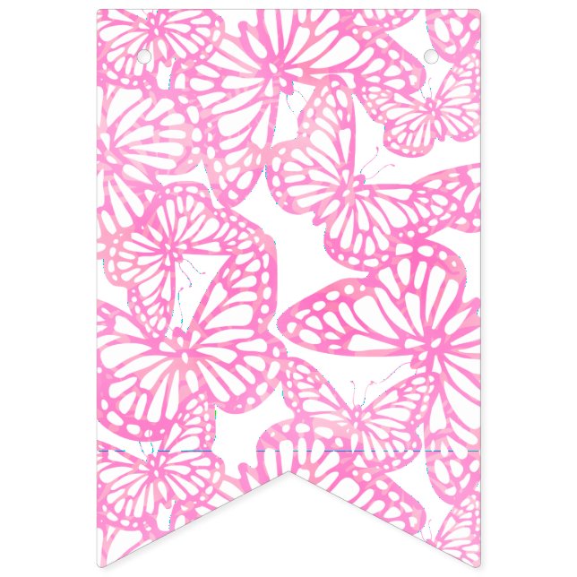Bannière À Fanions Rêves papillons (rose) (Premier drapeau)