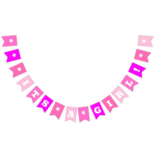 Bannière À Fanions Rose fluo | C'est une fille ! | Personnalisé (Tout)