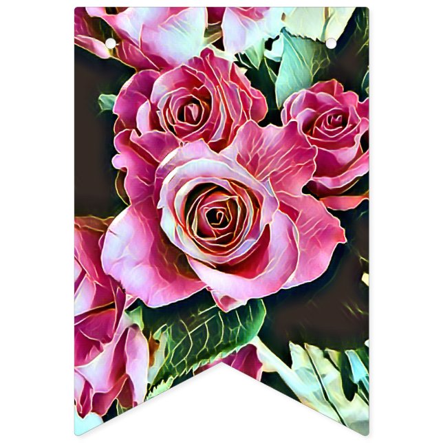 BANNIÈRE À FANIONS ROSES ROSES ROSES (Premier drapeau)