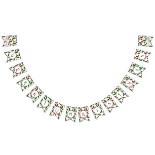 Bannière À Fanions Roses rouges personnalisées Green Holly Joyeux Noë