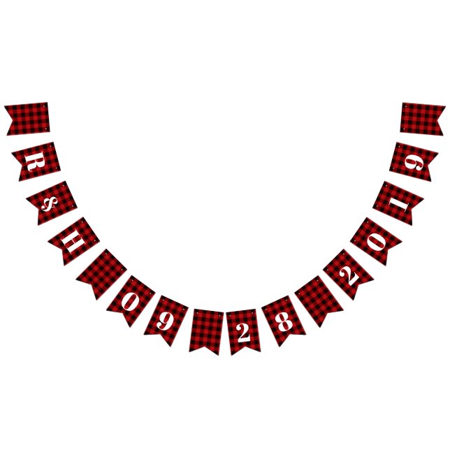 Bannière À Fanions rouge buffle plaid rustique mariage d'hiver bienve (Tout)