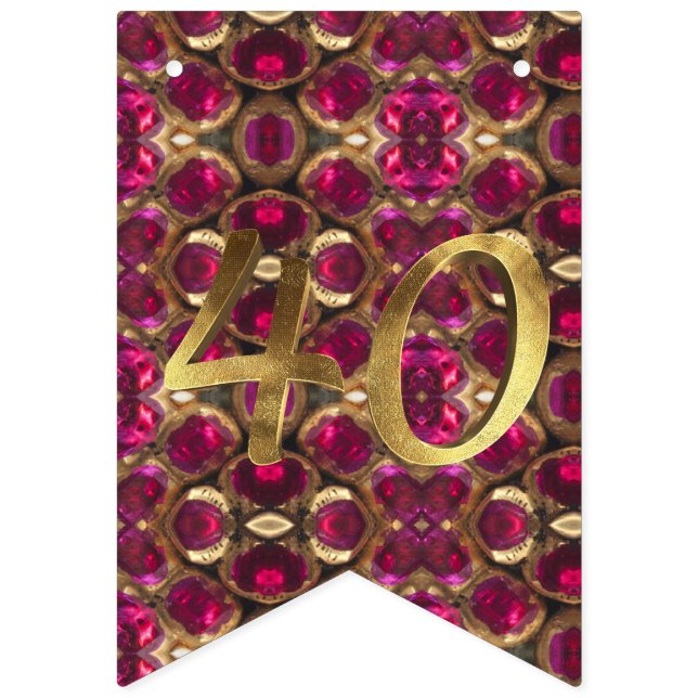 Bannière À Fanions Ruby Gemstone Motif 40e anniversaire de Mariage (Premier drapeau)