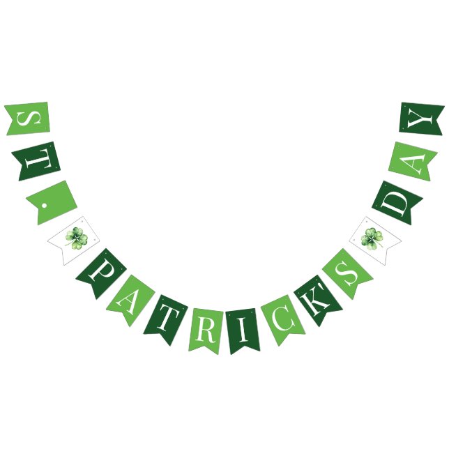 Bannière À Fanions Saint Patrick's Day Vert Shamrock Clover Simple (Tout)