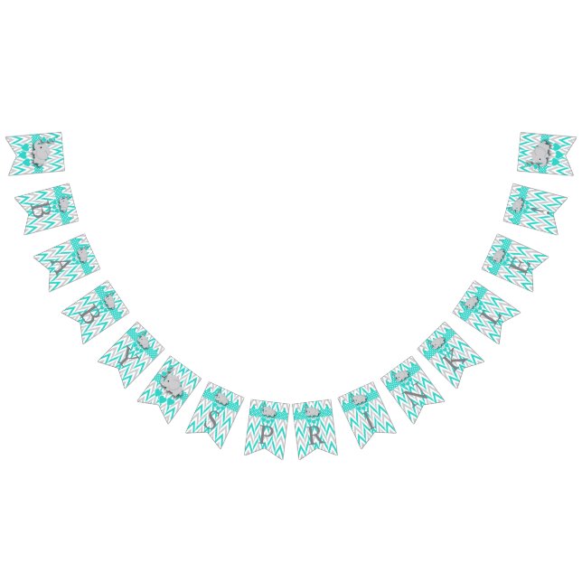 Bannière À Fanions Saupoudrage de bébé gris-Turquoise (Tout)