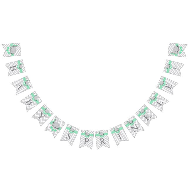 Bannière À Fanions Saupoudrage de bébé vert et gris blanc (Tout)