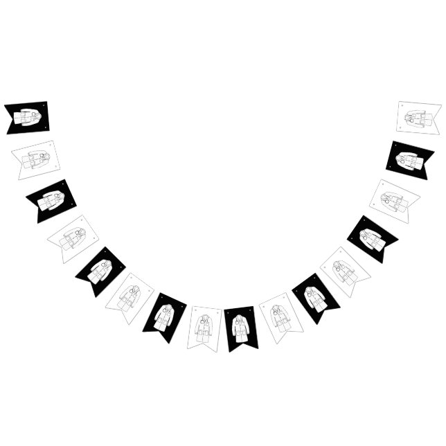Bannière À Fanions Simple Black White Coat Cérémonie (Tout)