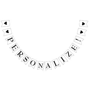 Bannière À Fanions Simple Créez Votre Propre Soirée Coeurs Noirs