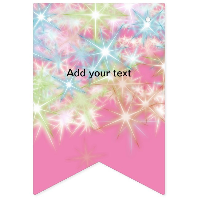 Bannière À Fanions Simple rouge rose étincelant étoiles ajouter votre (Premier drapeau)