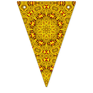 Bannière À Fanions Soucis jaunes et kaléidoscope vintage rouge