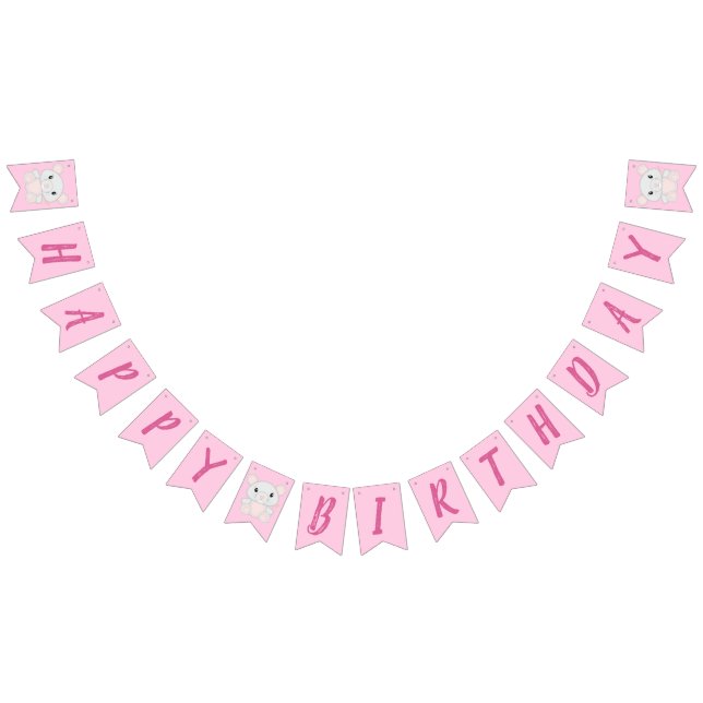 Bannière À Fanions Souris Anniversaire rose (Tout)