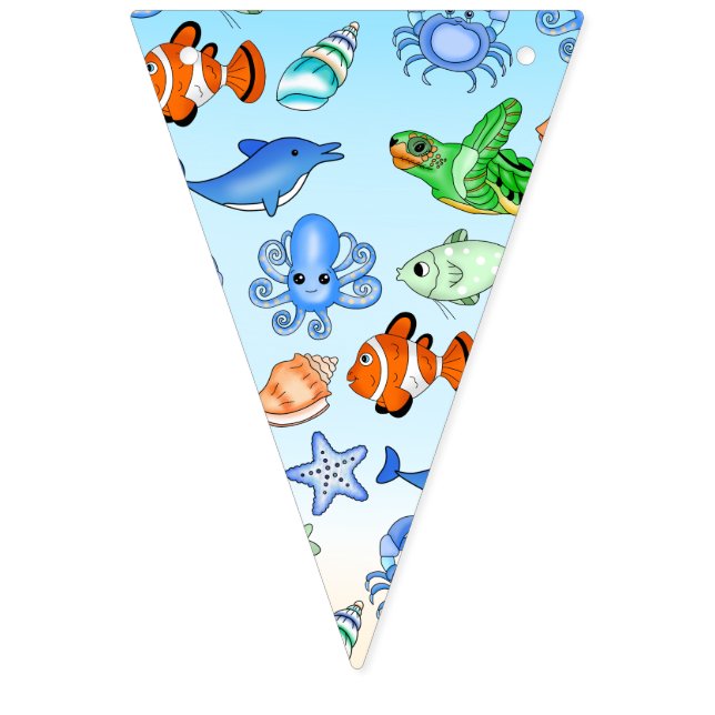 Bannière À Fanions Sous la mer | Créatures marines (Premier drapeau)