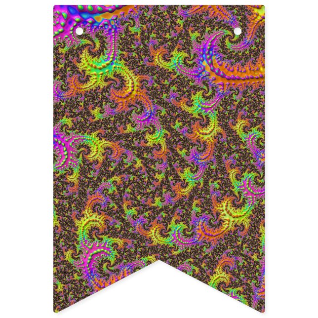 Bannière À Fanions Spirale colorée flashy Abstrait Digital Fractal (Premier drapeau)