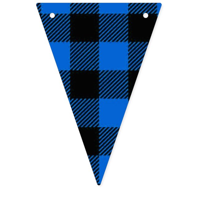 Bannière À Fanions Style de bûcheron - tissu bleu + vos idées (Premier drapeau)