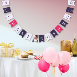 Bannière À Fanions Style Lavande rose moderne Photo Grad Party