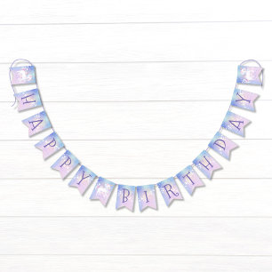 Bannière À Fanions Sweet Rainbow Unicorn Glittery Joyeux anniversaire
