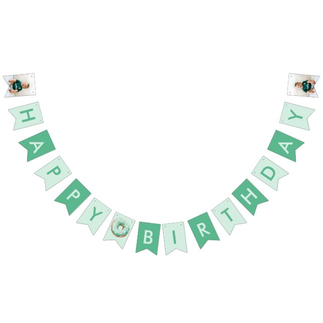 Bannière À Fanions Sweet Time Pastel Green Donut Anniversaire (Tout)