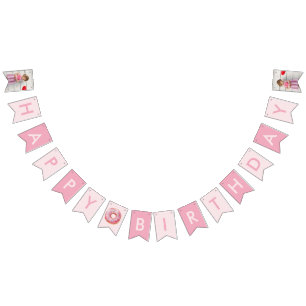 Bannière À Fanions Sweet Time Pastel Pink Donut Anniversaire