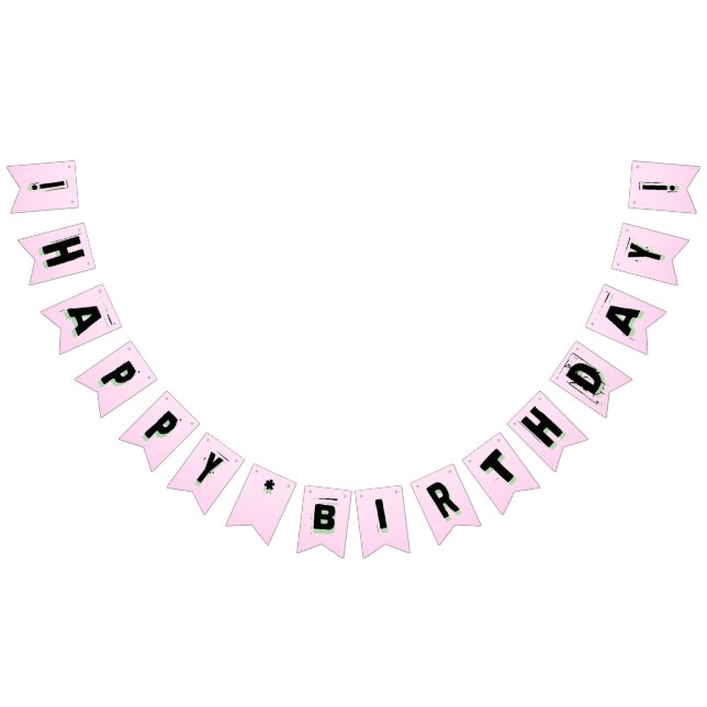 Bannière À Fanions Teen Girl Pink Punk Lettering Kids Birthday (Tout)