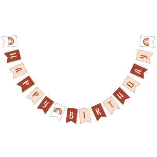 Bannière À Fanions Terracotta Boho Arc-en-ciel nuages premier anniver