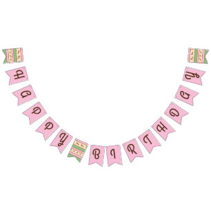 Bannière À Fanions Thème mignon de fête d'anniversaire de poney de
