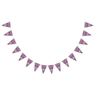 Bannière À Fanions Tissu rose avec complexe violet et blanc f