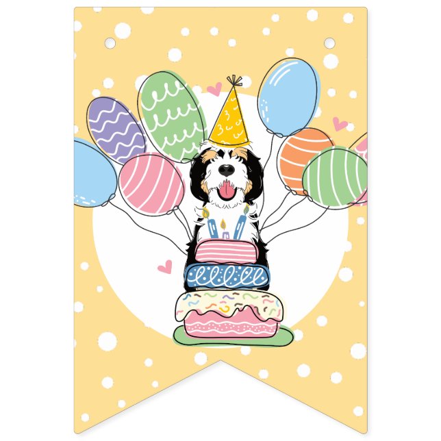 Bannière À Fanions Tri couleur Sheepadooda Chien fête d'anniversaire (Septième drapeau)