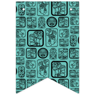 Bannière À Fanions Tribal MAYA ancien masque motif 1