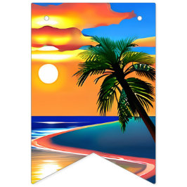 Bannière À Fanions Tropical Palm Tree Silhouette Party