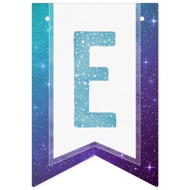 Bannière À Fanions Typographie turquoise de l'aquarelle sous la mer | (Cinquième drapeau)