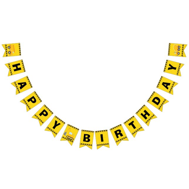 Bannière À Fanions Véhicule de construction Anniversaire de fête Cami (Tout)